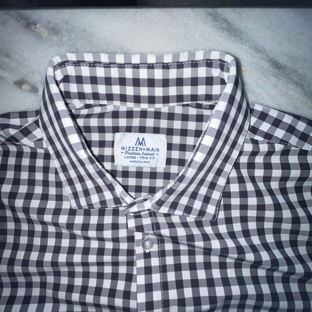 Mizzen+Main Navy and White Casual Shirt - Picture 2 of 5